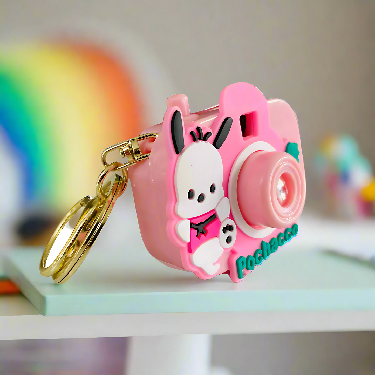 Camera Projector Keychain Featuring Luminous Cartoon Made Silicone Rubber