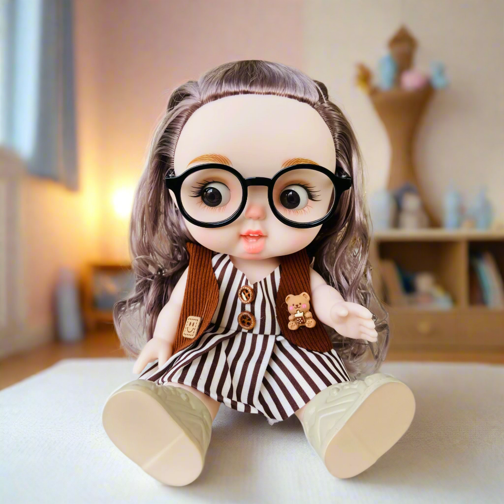 Chubby Cheeks Beauty Doll β 25cm Cute BJD with Glasses & Stylish Outfit