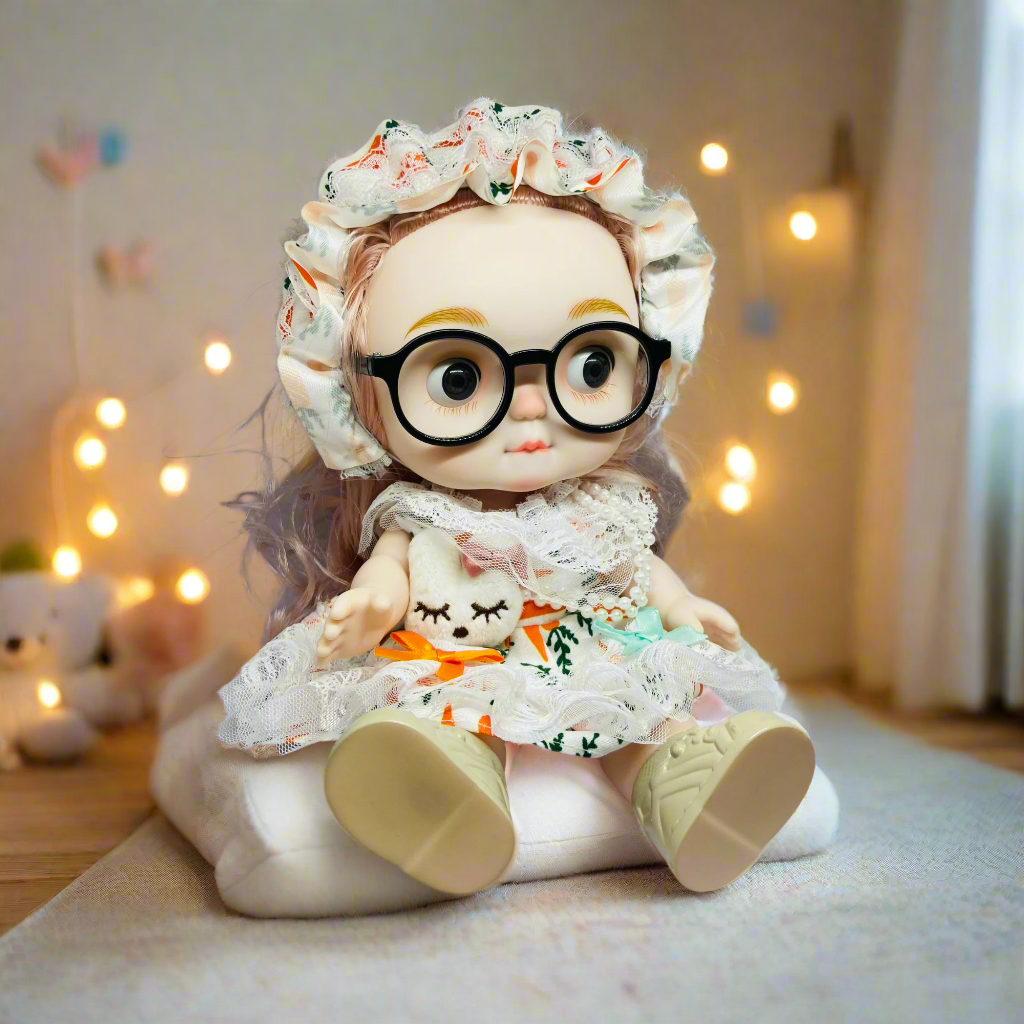 Chubby Cheeks Beauty Doll β 25cm Cute BJD with Glasses & Stylish Outfit