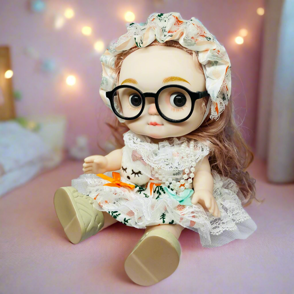 Chubby Cheeks Beauty Doll β 25cm Cute BJD with Glasses & Stylish Outfit