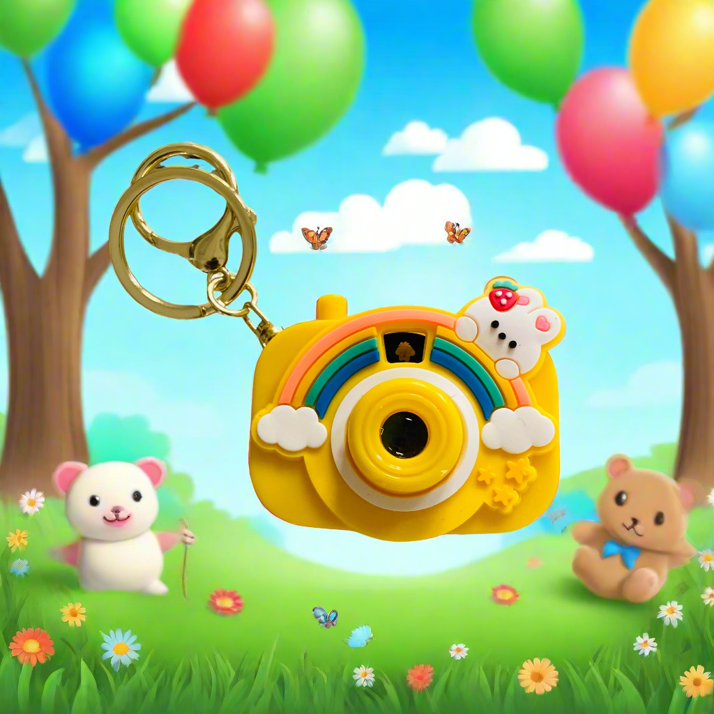NestyFox Cute Projector Camera Keychain for Kids β Mini Cartoon Camera Toy with Image Projection, Portable Key Ring Gift for Boys & Girls