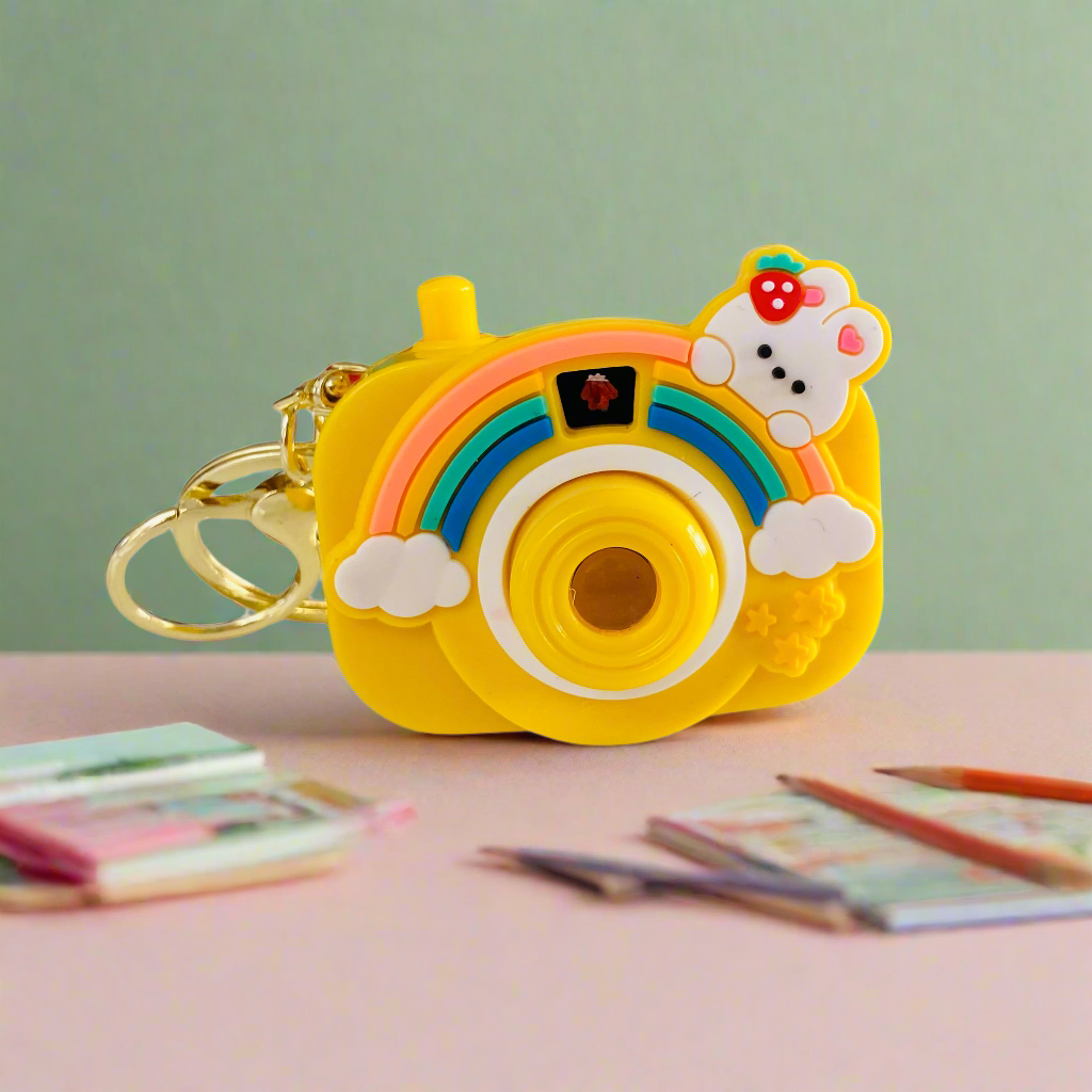 NestyFox Cute Projector Camera Keychain for Kids β Mini Cartoon Camera Toy with Image Projection, Portable Key Ring Gift for Boys & Girls