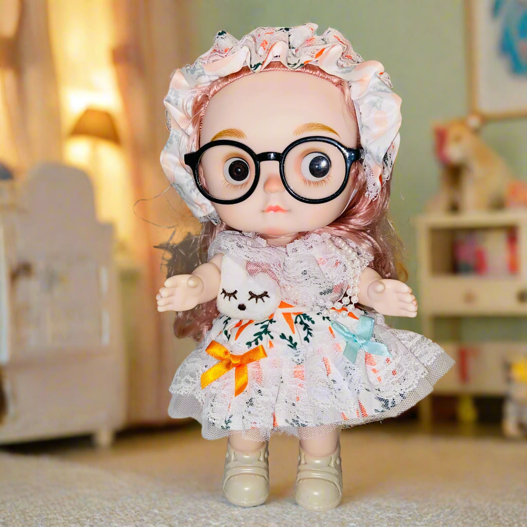 Chubby Cheeks Beauty Doll β 25cm Cute BJD with Glasses & Stylish Outfit
