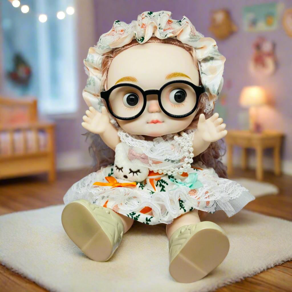 Chubby Cheeks Beauty Doll β 25cm Cute BJD with Glasses & Stylish Outfit