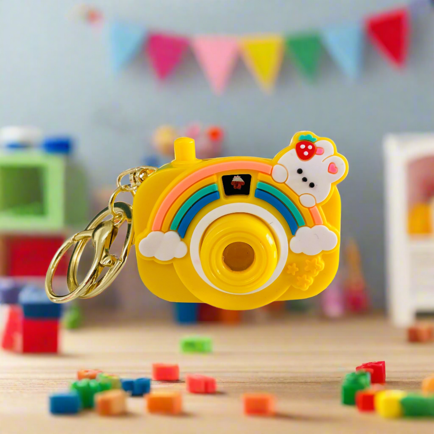 Camera Projector Keychain Featuring Luminous Cartoon Made Silicone Rubber