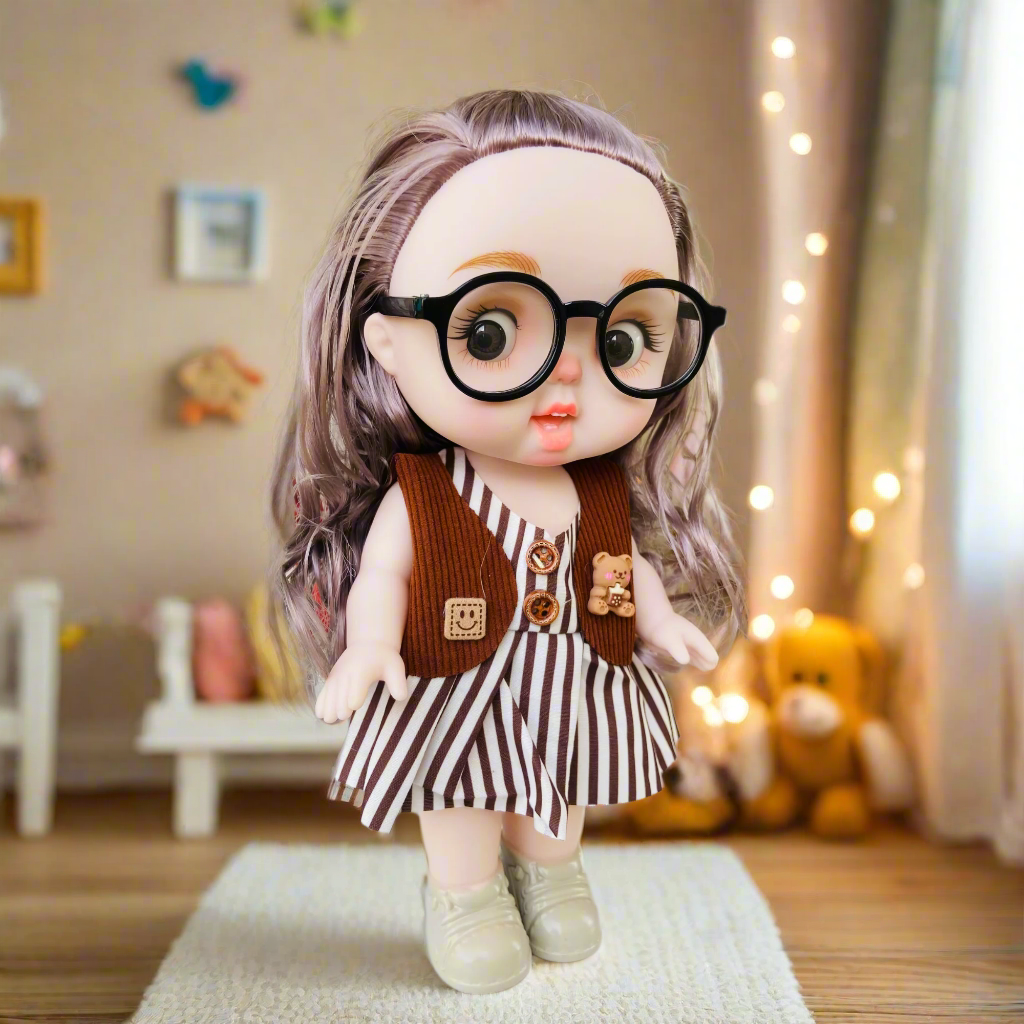 Chubby Cheeks Beauty Doll β 25cm Cute BJD with Glasses & Stylish Outfit