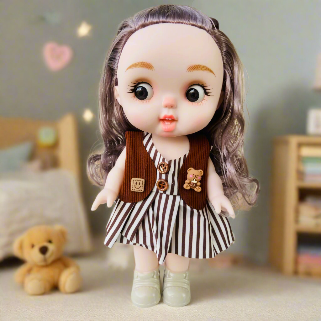 Chubby Cheeks Beauty Doll β 25cm Cute BJD with Glasses & Stylish Outfit