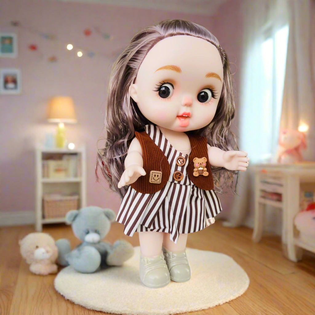 Chubby Cheeks Beauty Doll β 25cm Cute BJD with Glasses & Stylish Outfit