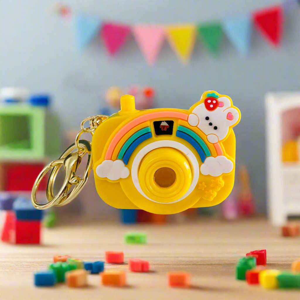 NestyFox Pack Of 3 - Mini Projector Camera Keychain for Kids, Cute Cartoon Toy with Image Projection Gift