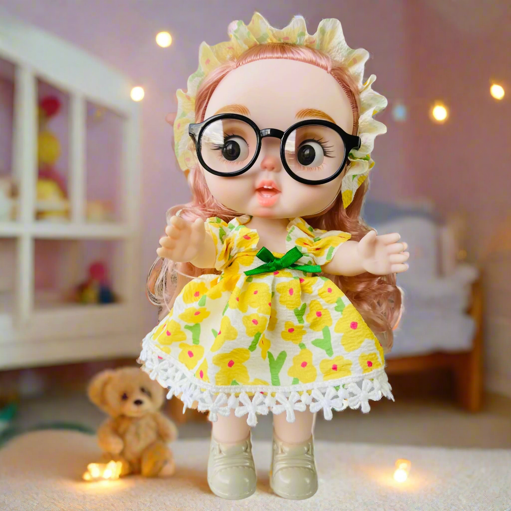 Chubby Cheeks Beauty Doll β 25cm Cute BJD with Glasses & Stylish Outfit