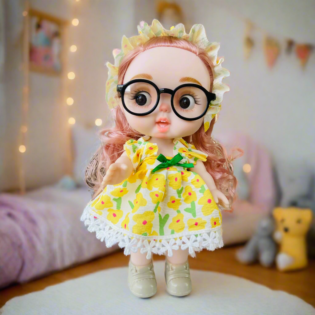 Chubby Cheeks Beauty Doll β 25cm Cute BJD with Glasses & Stylish Outfit