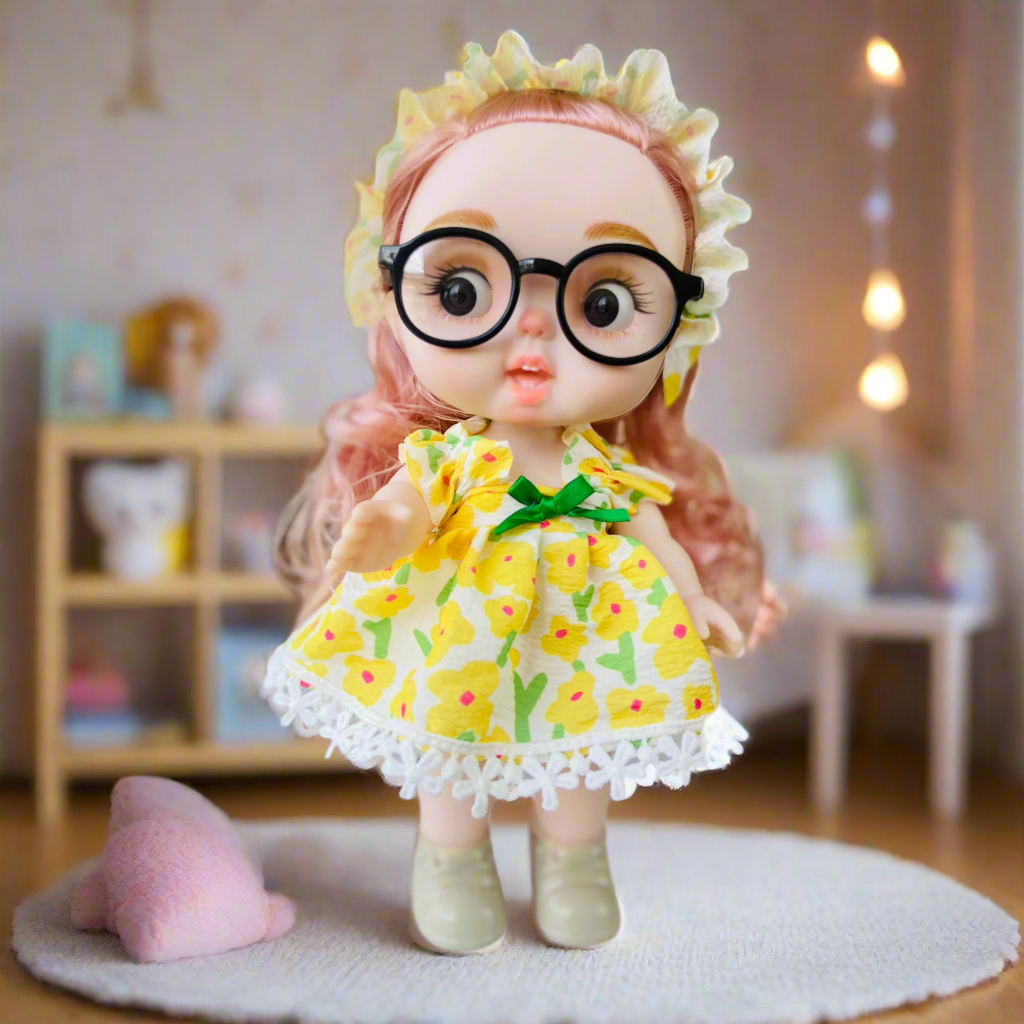 Chubby Cheeks Beauty Doll β 25cm Cute BJD with Glasses & Stylish Outfit