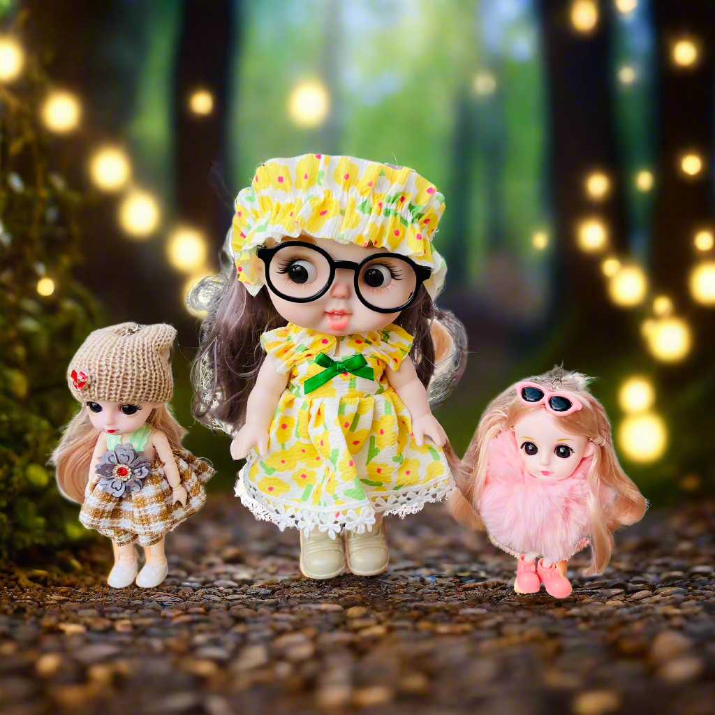 NestyFox 26 cm Fashion Doll Combo with 15 cm Assorted Mini Doll for Girls