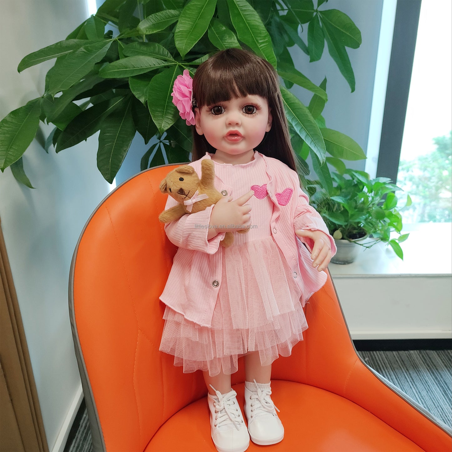 NestyFox Realistic Silicone Baby Doll – Lifelike Reborn Doll with Dress & Accessories