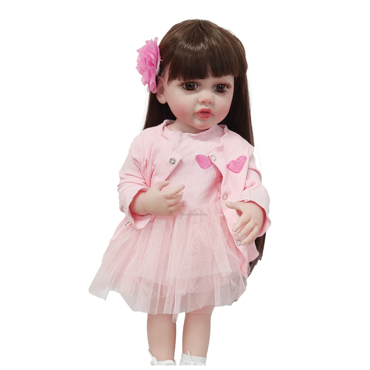 NestyFox Realistic Silicone Baby Doll – Lifelike Reborn Doll with Dress & Accessories