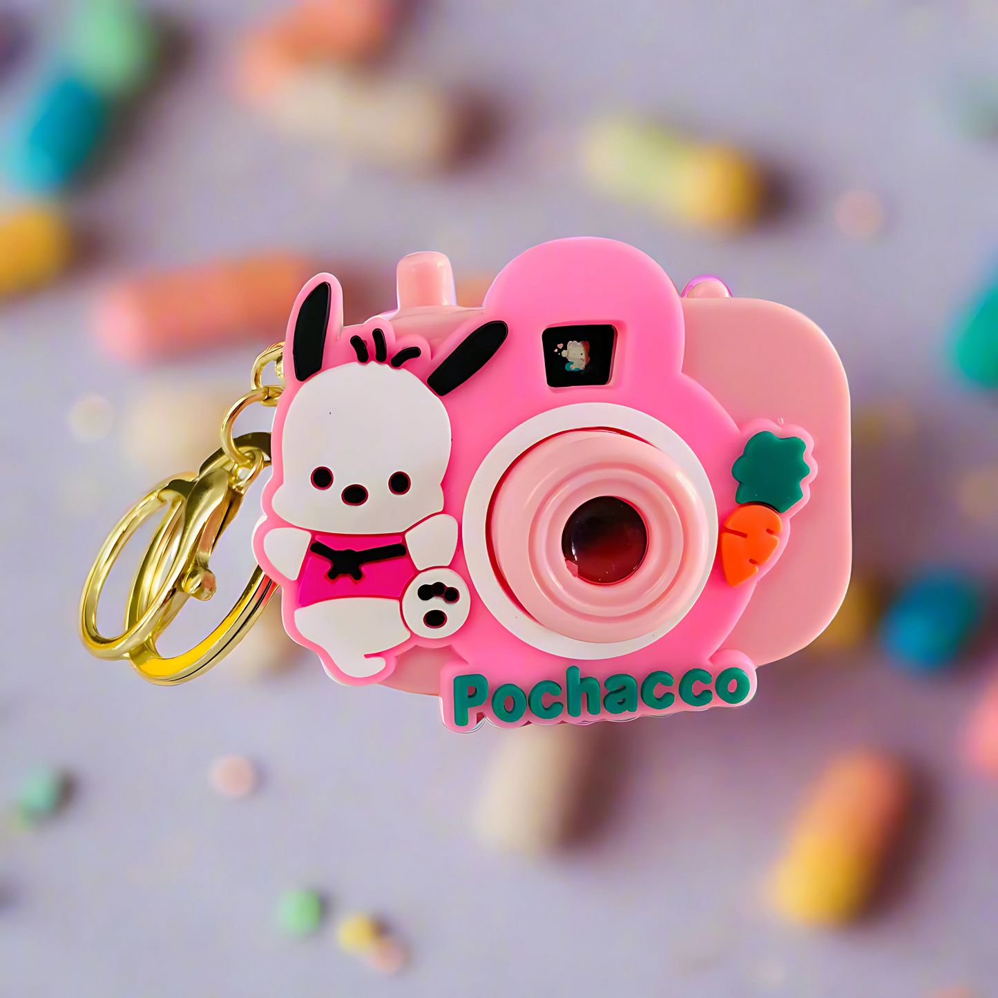 Camera Projector Keychain Featuring Luminous Cartoon Made Silicone Rubber