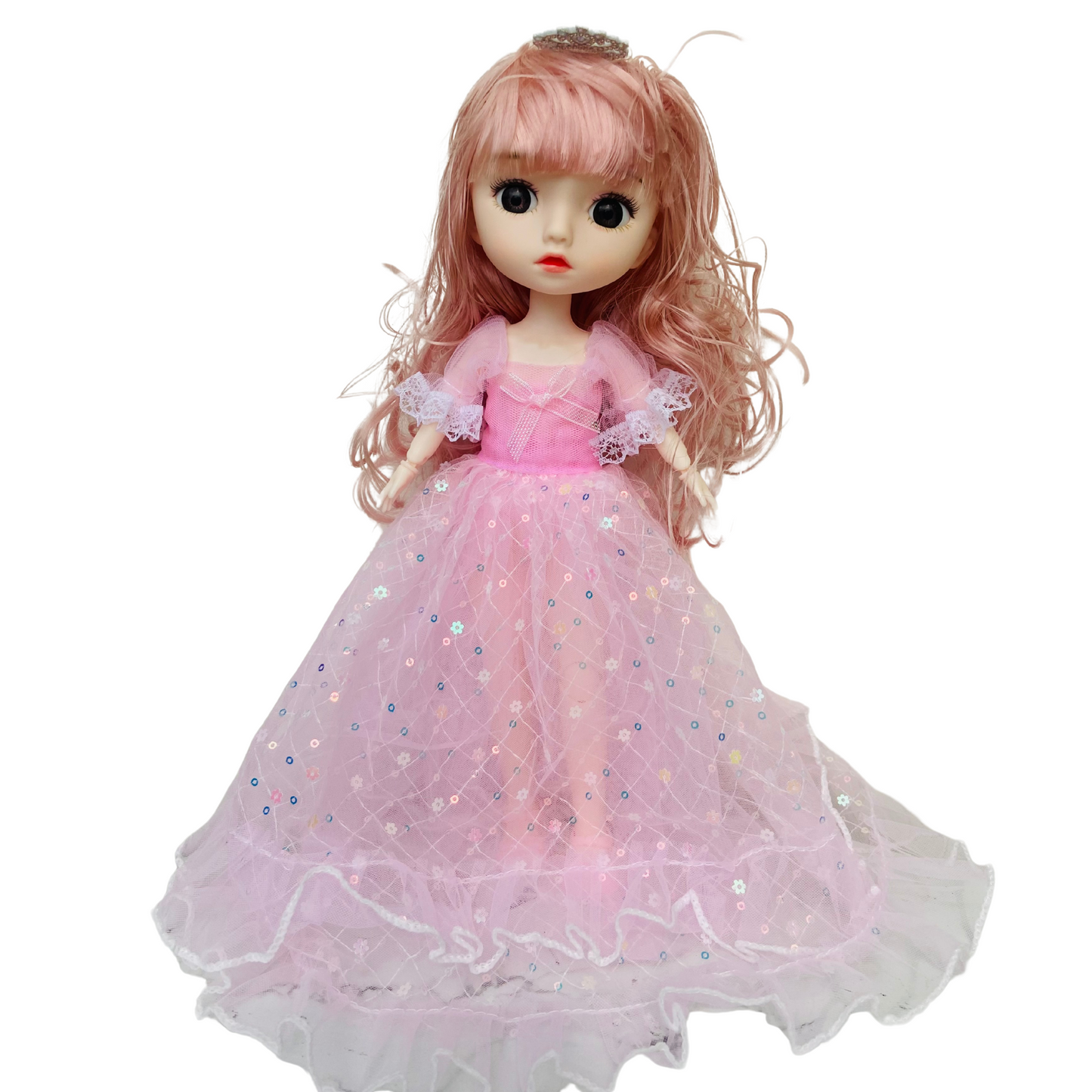 NestyFox Princess Fashion Doll for Girls β 31 cm Doll in Sparkling Pink Gown with Long Hair and Elegant Details