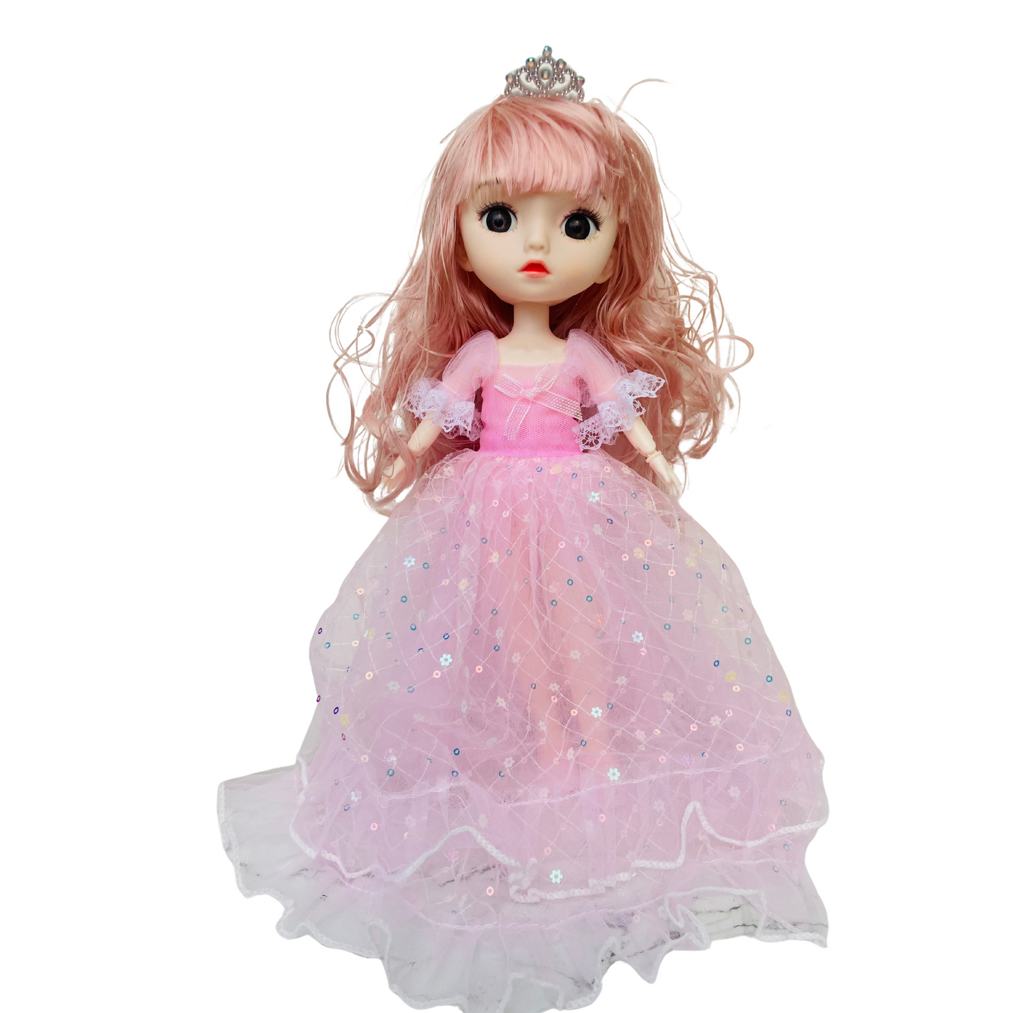 NestyFox Princess Fashion Doll for Girls β 31 cm Doll in Sparkling Pink Gown with Long Hair and Elegant Details