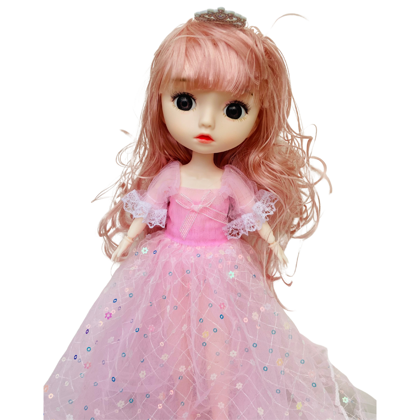 NestyFox Princess Fashion Doll for Girls β 31 cm Doll in Sparkling Pink Gown with Long Hair and Elegant Details