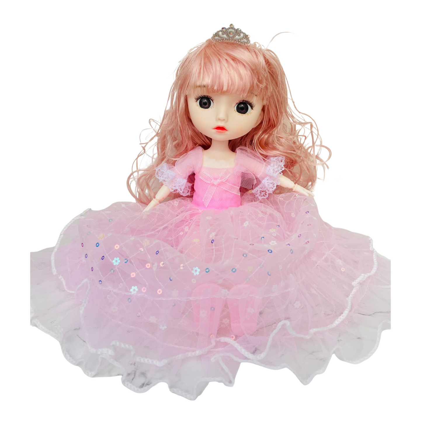 NestyFox Princess Fashion Doll for Girls β 31 cm Doll in Sparkling Pink Gown with Long Hair and Elegant Details