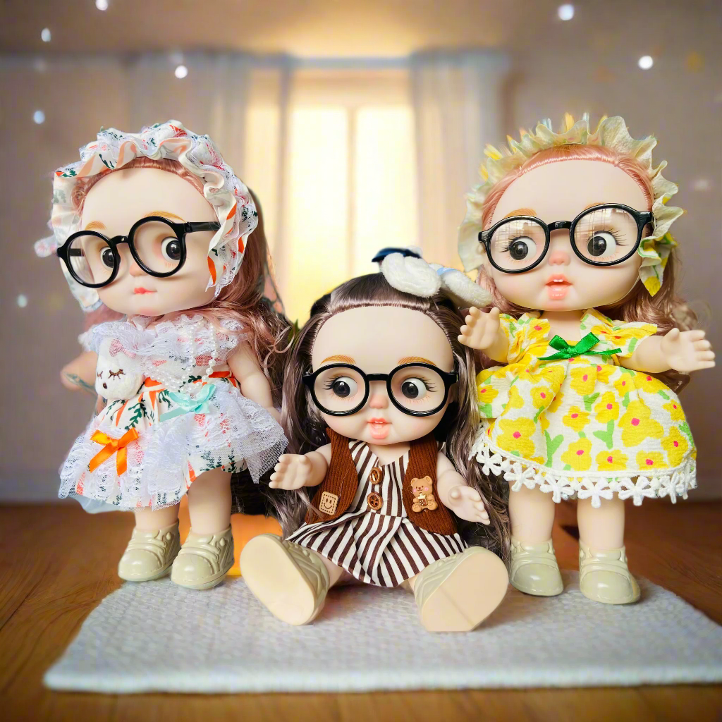 Chubby Cheeks Beauty Doll β 25cm Cute BJD with Glasses & Stylish Outfit