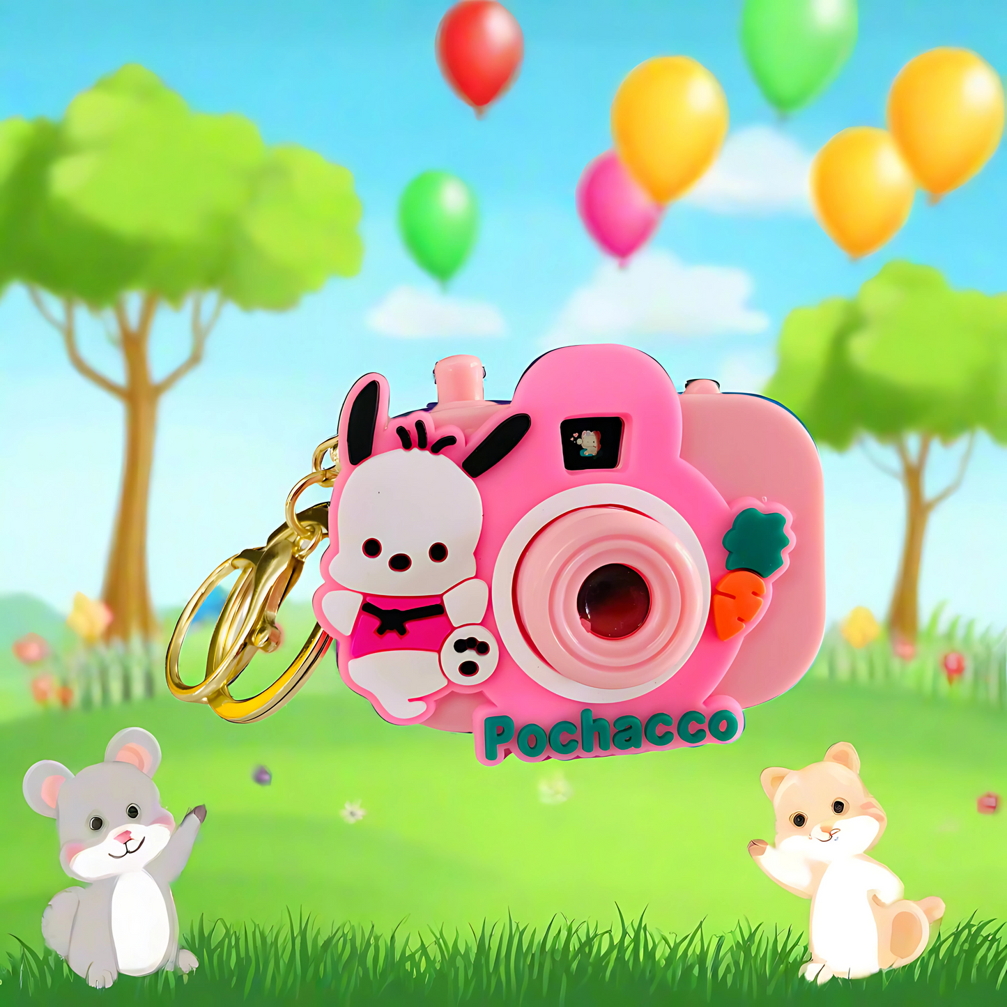 Camera Projector Keychain Featuring Luminous Cartoon Made Silicone Rubber
