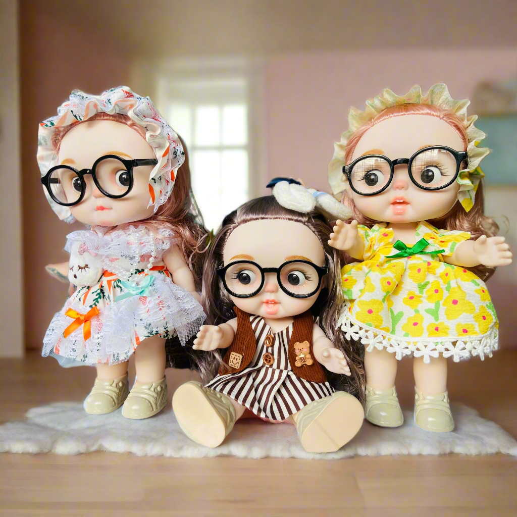 Chubby Cheeks Beauty Doll β 25cm Cute BJD with Glasses & Stylish Outfit