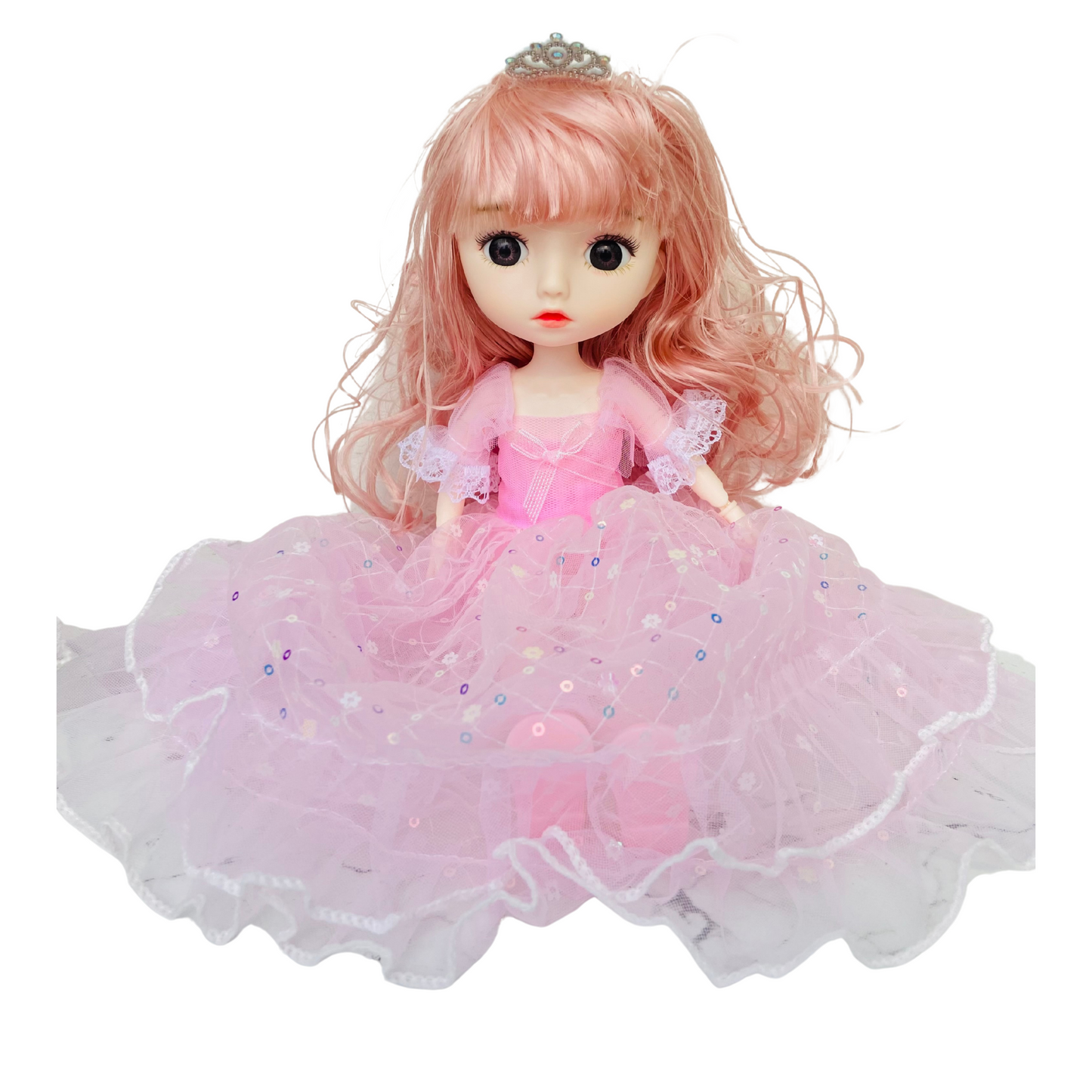 NestyFox Princess Fashion Doll for Girls β 31 cm Doll in Sparkling Pink Gown with Long Hair and Elegant Details