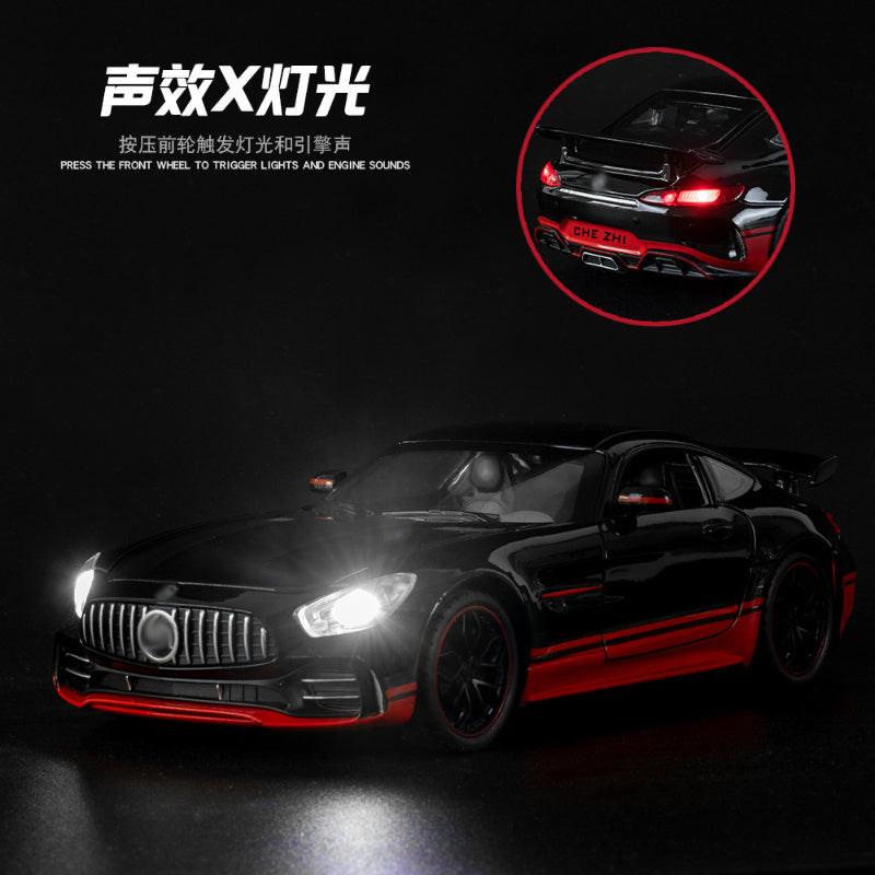 NestyFox Mercedes-Benz AMG GTR Die-Cast Model Car, 1:32 Scale, Pull-Back Action with Lights and Sound