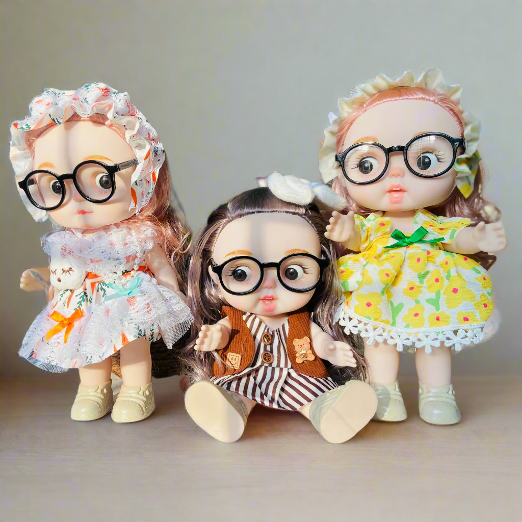 Chubby Cheeks Beauty Doll β 25cm Cute BJD with Glasses & Stylish Outfit