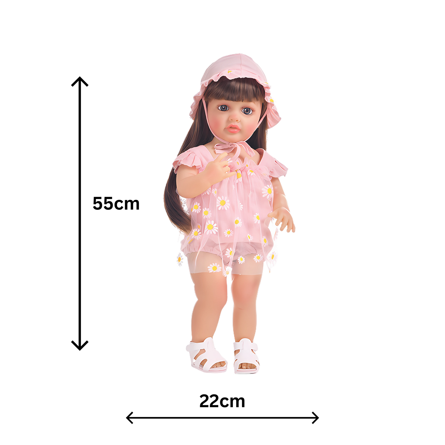 NestyFox 55cm Silicone Lifelike Reborn Baby Girl Doll with Sound & Accessories
