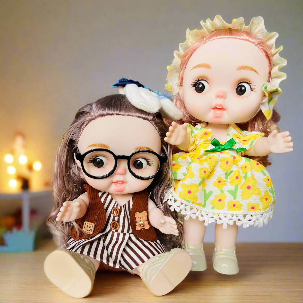 Chubby Cheeks Beauty Doll β 25cm Cute BJD with Glasses & Stylish Outfit