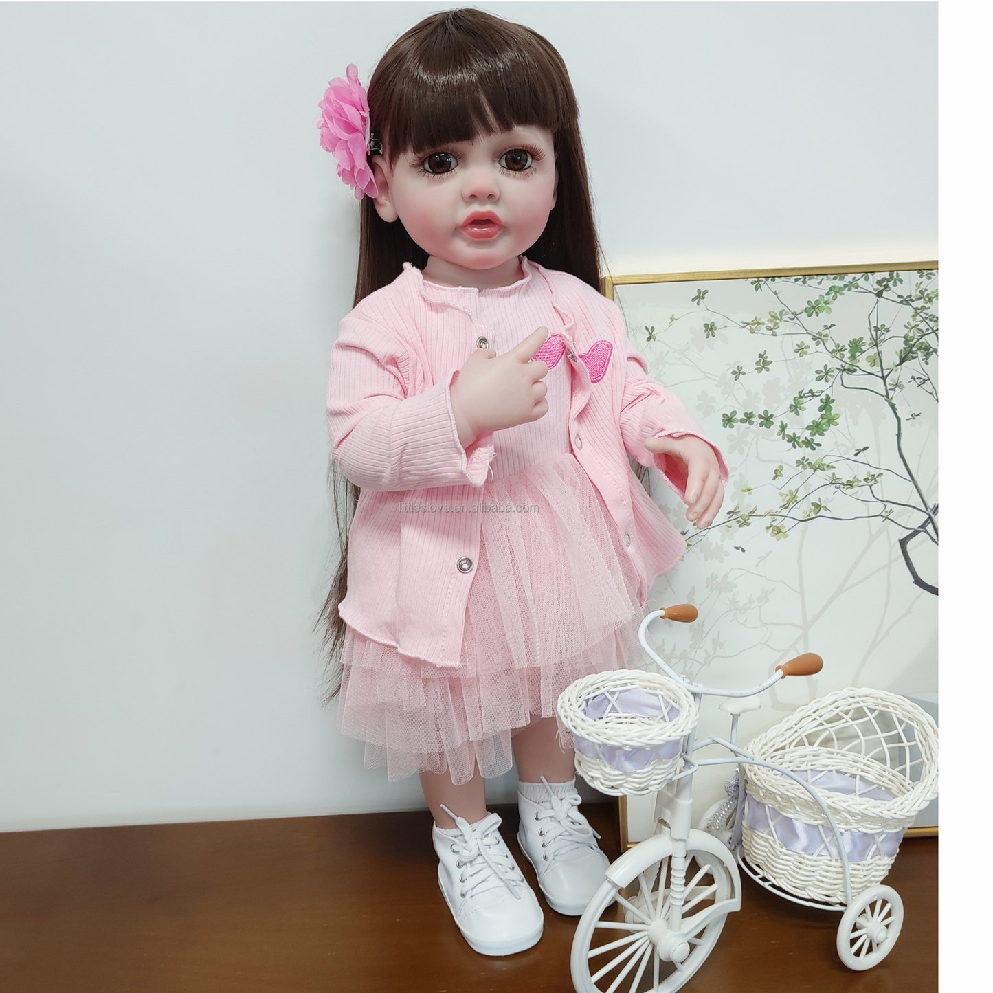 NestyFox Realistic Silicone Baby Doll – Lifelike Reborn Doll with Dress & Accessories