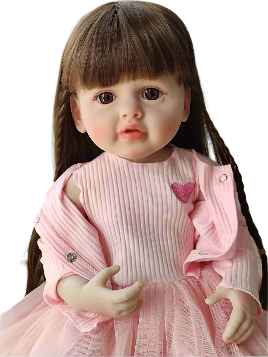 NestyFox Realistic Silicone Baby Doll – Lifelike Reborn Doll with Dress & Accessories