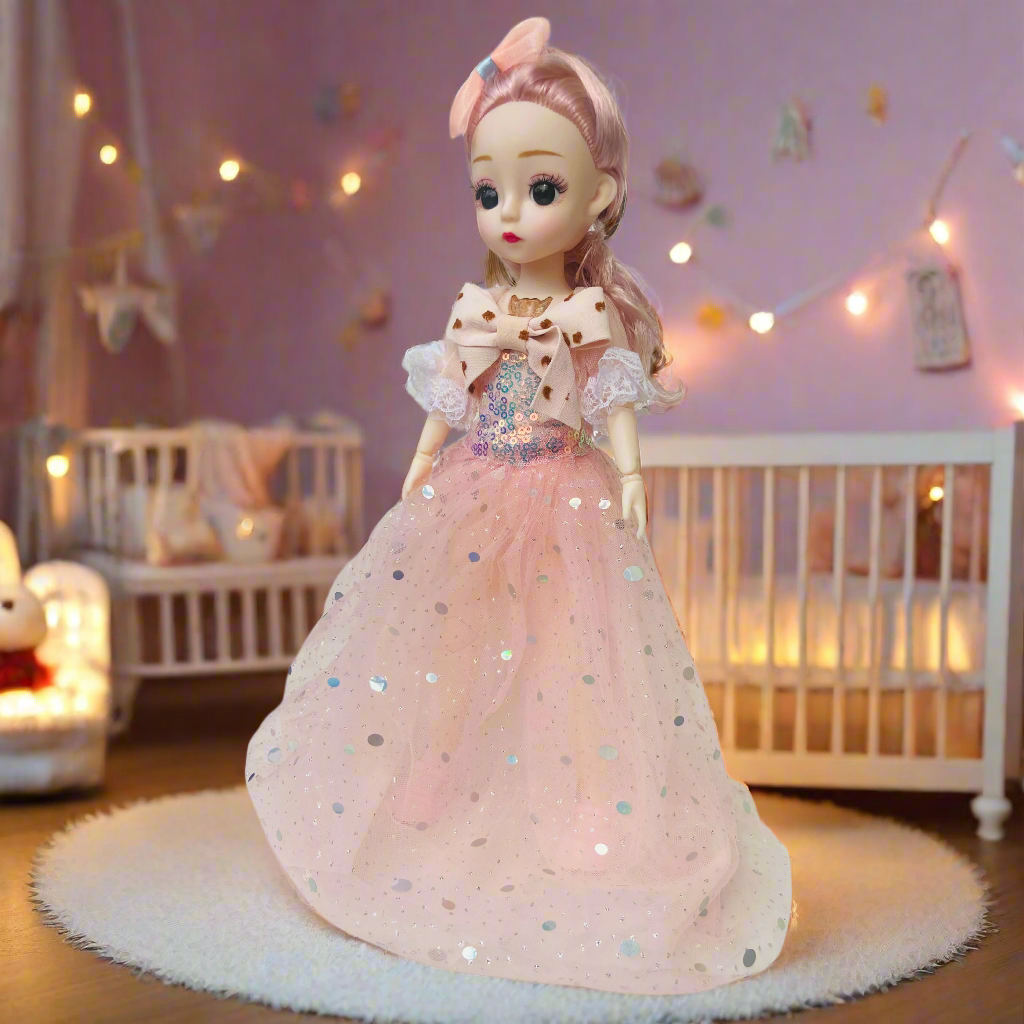 NestyFox Elegant Princess Doll for Girls β Beautiful 31 cm Fashion Doll in Embroidered Lace Gown