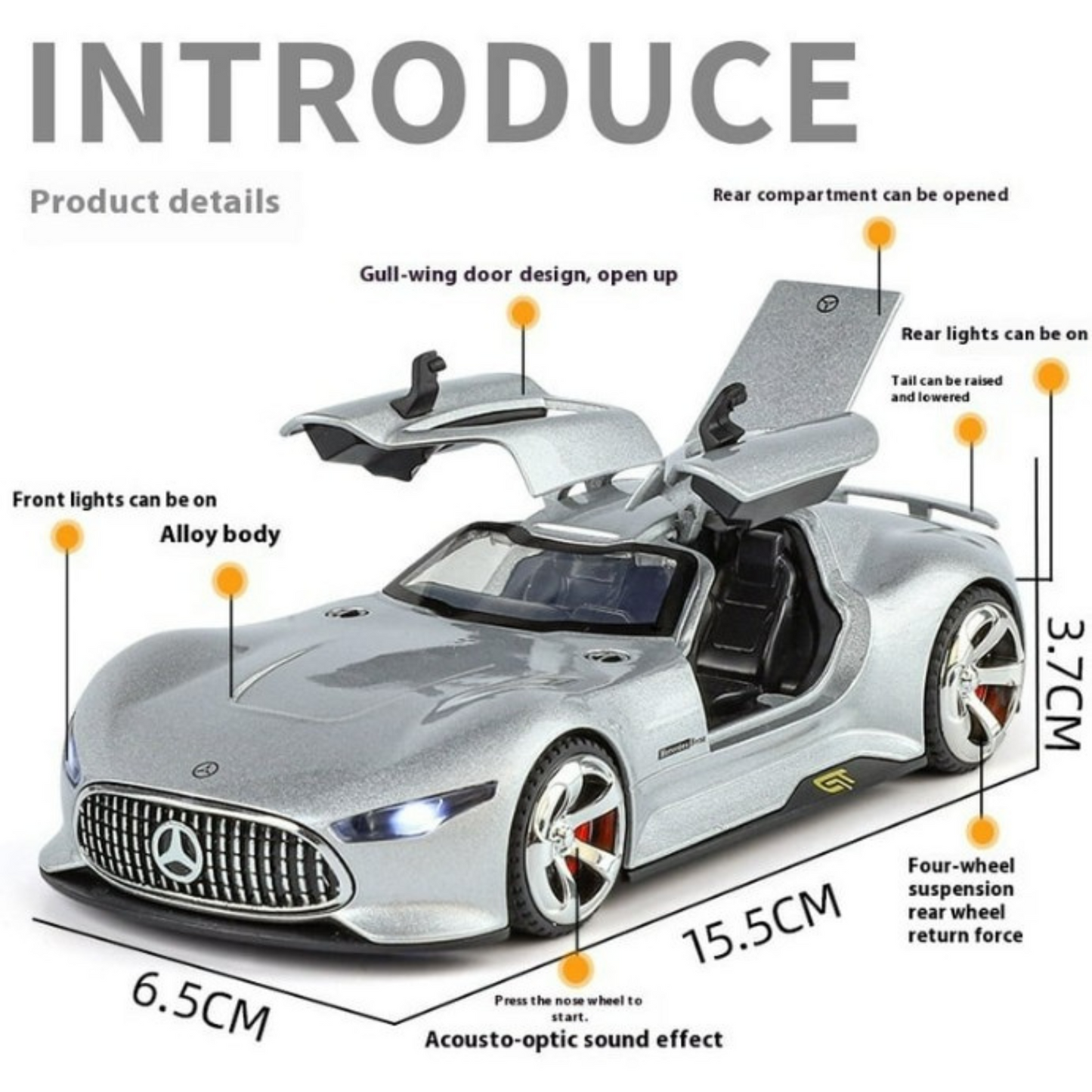 NestyFox CHE ZHI Mercedes AMG Die-Cast Model Car β Alloy Body, Sound & Light Effects
