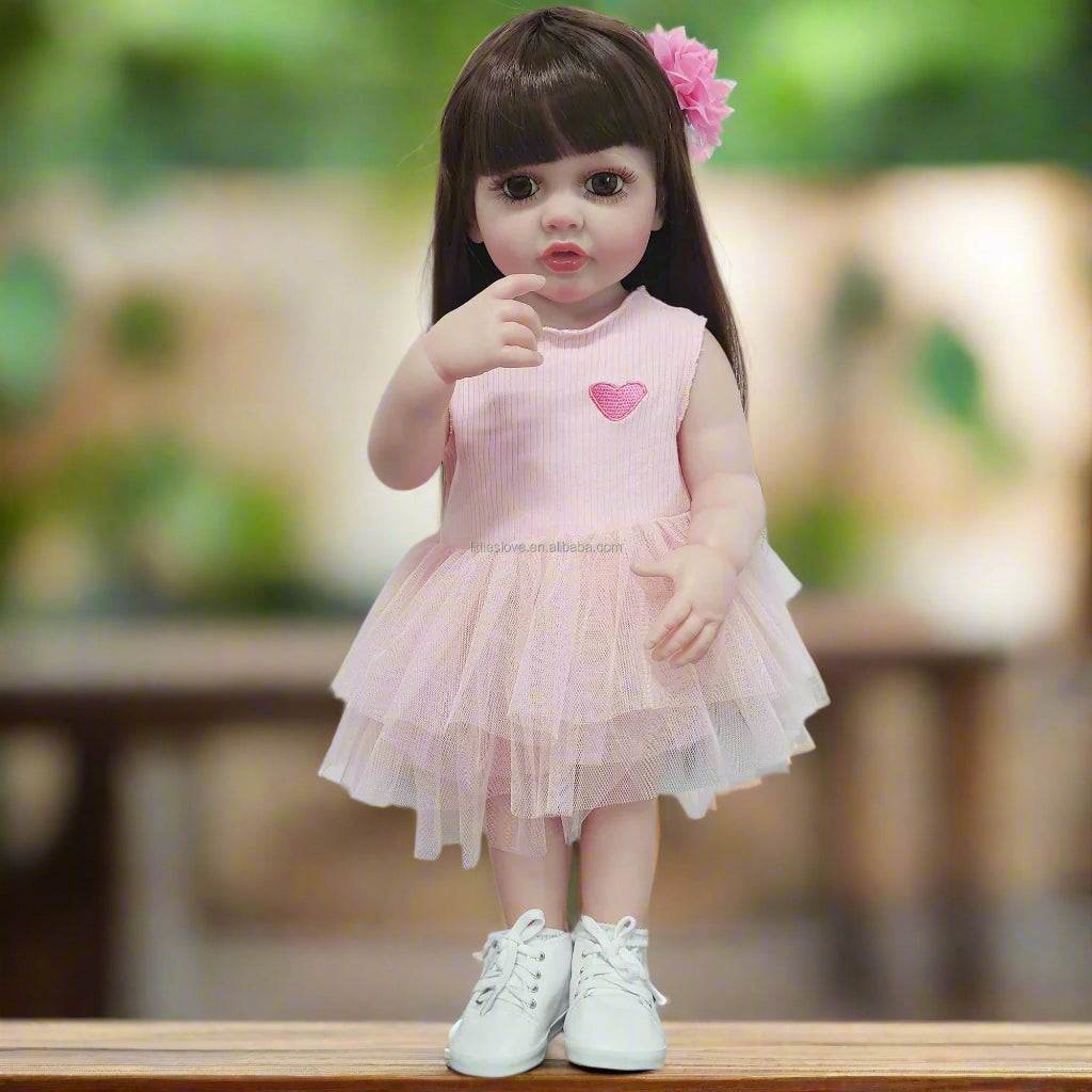 NestyFox Realistic Silicone Baby Doll – Lifelike Reborn Doll with Dress & Accessories