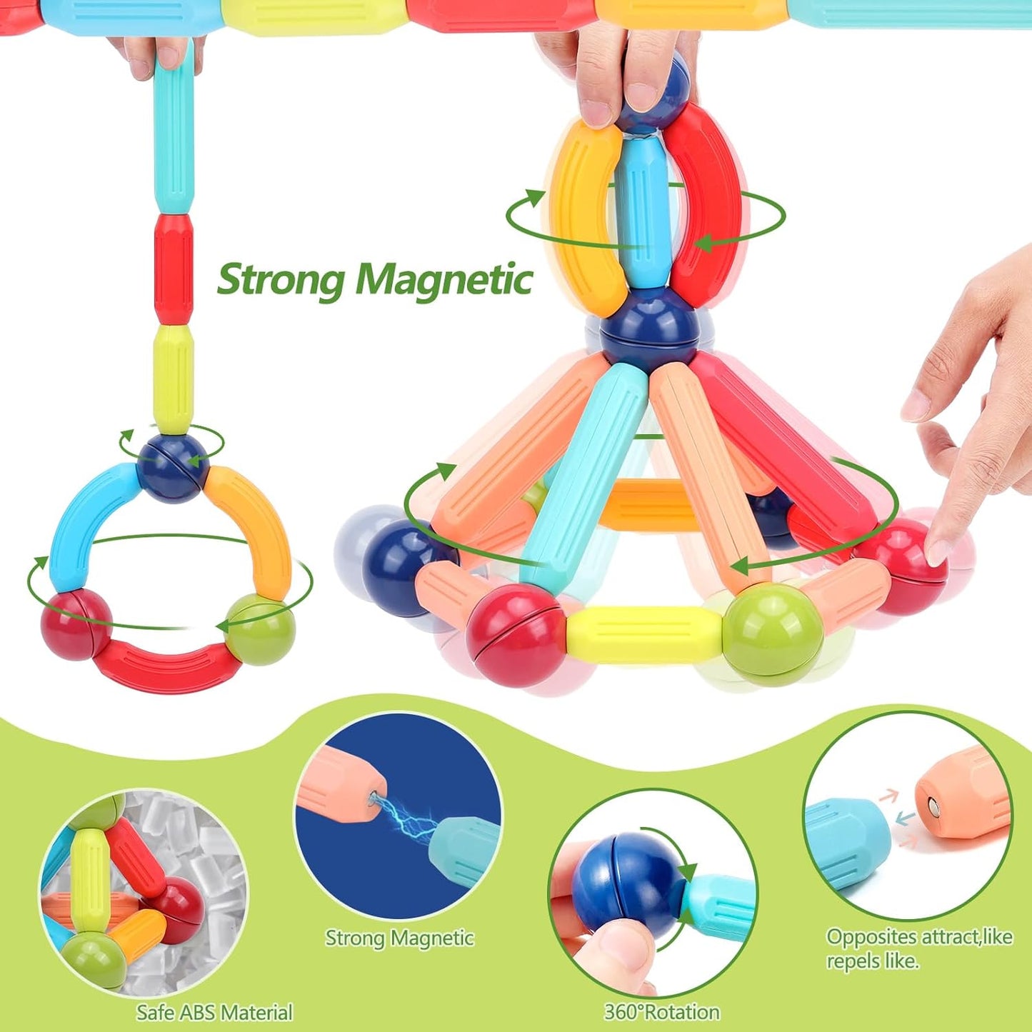 Magnetic Building Sticks Blocks For Kids - 25 Pieces