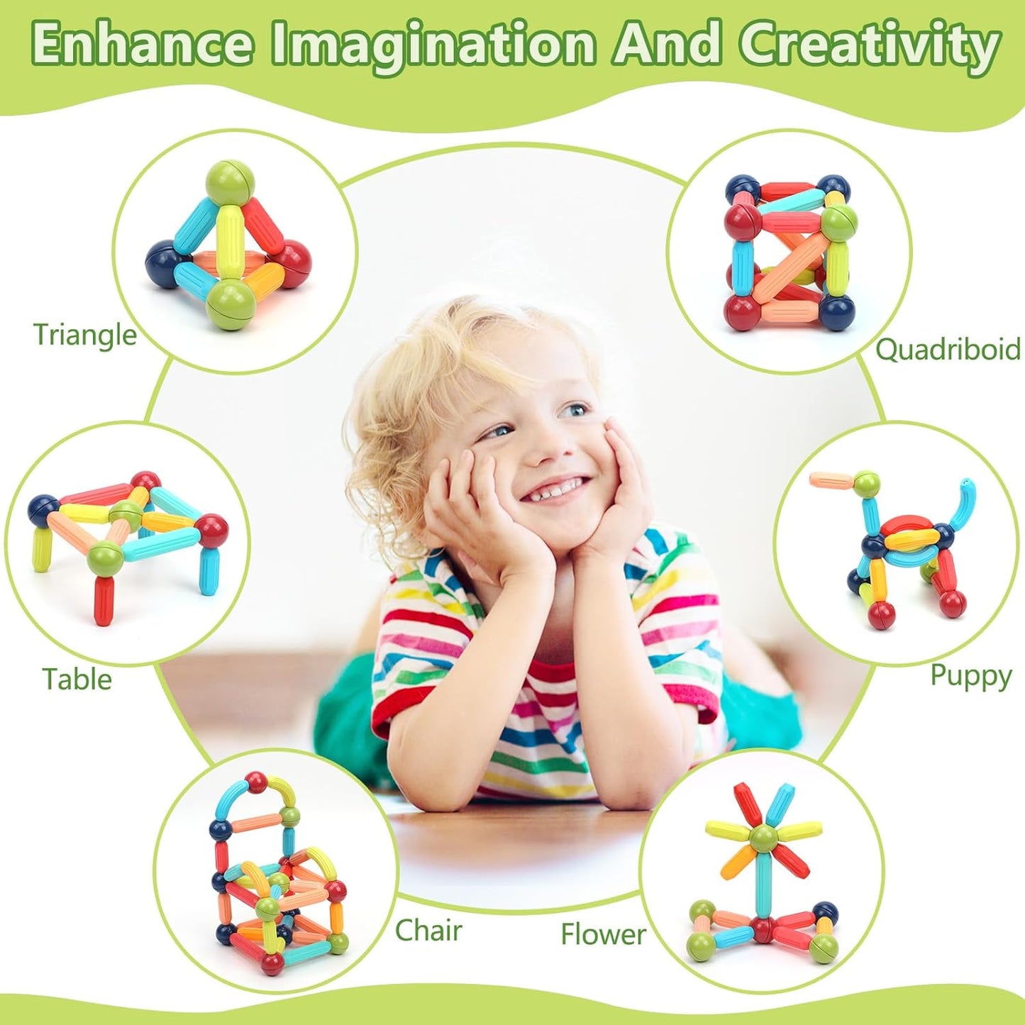 Magnetic Building Sticks Blocks For Kids - 25 Pieces