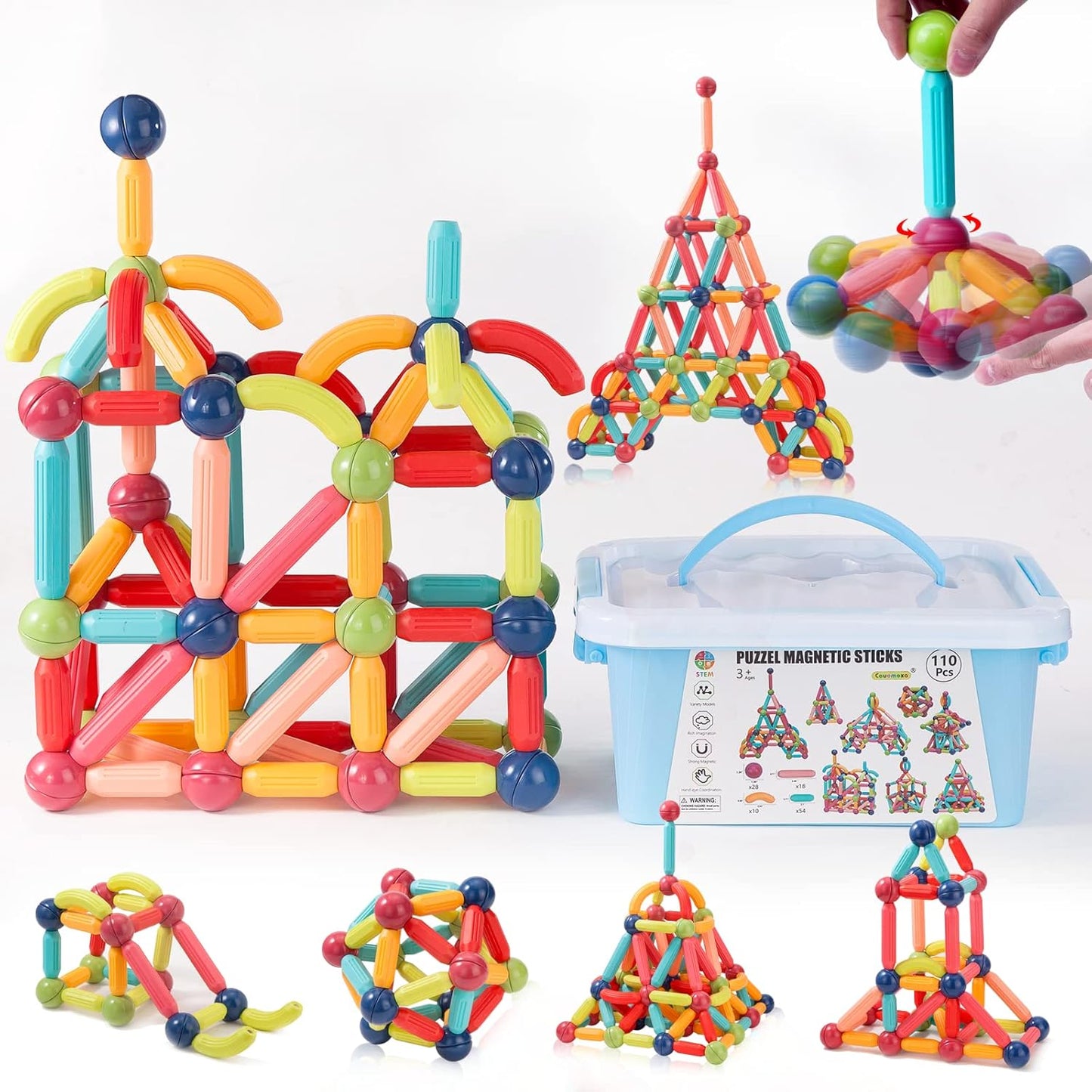 Magnetic Building Sticks Blocks For Kids - 25 Pieces
