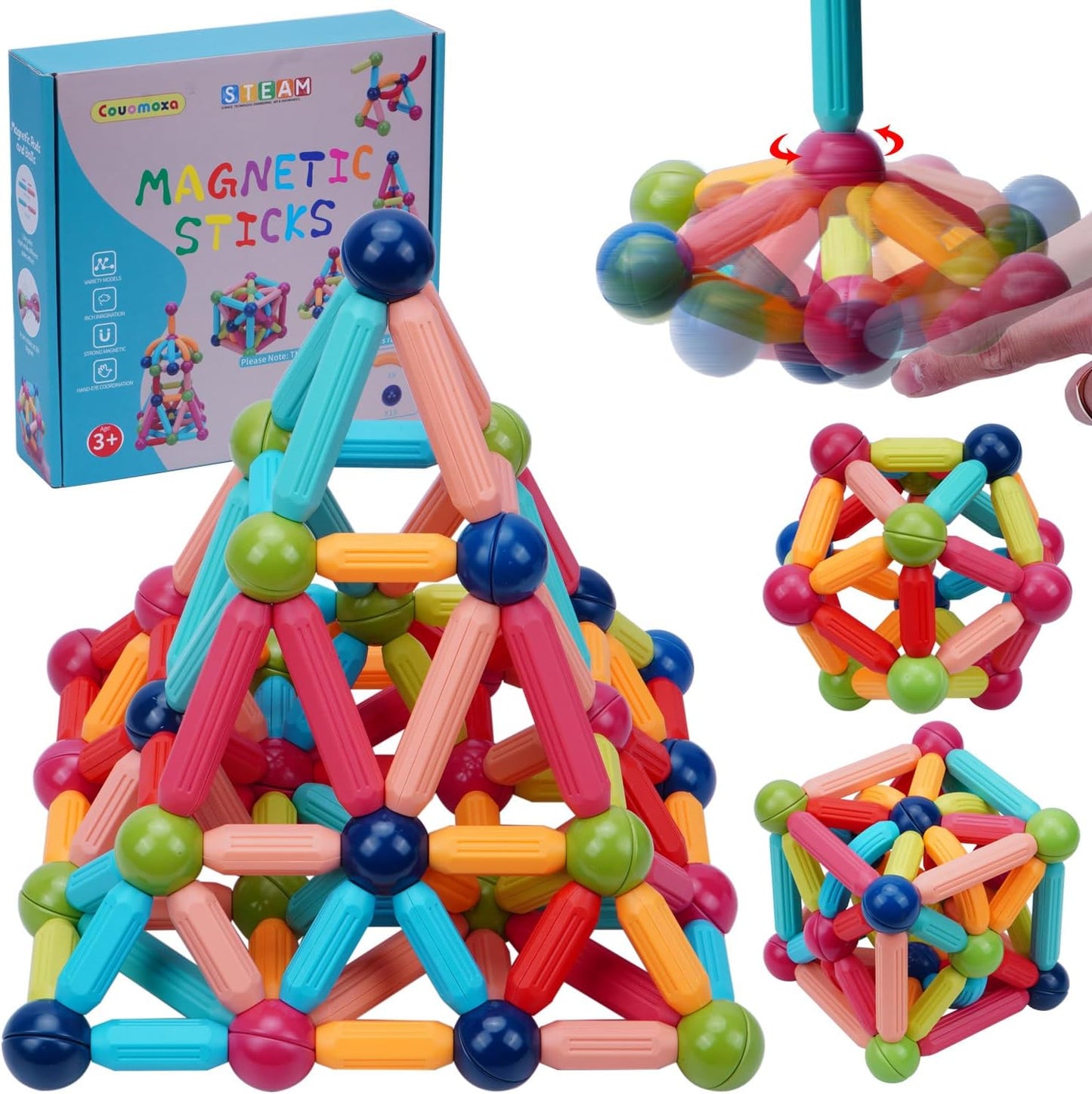 Magnetic Building Sticks Blocks For Kids - 25 Pieces