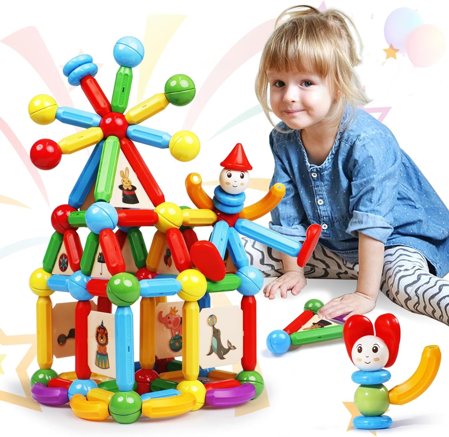 Magnetic Building Sticks Blocks For Kids - 25 Pieces