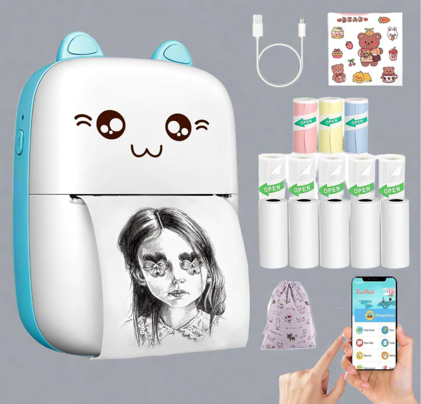Instant Wireless Pocket Mini Printer: Bluetooth Thermal Printer for Mobile Phones