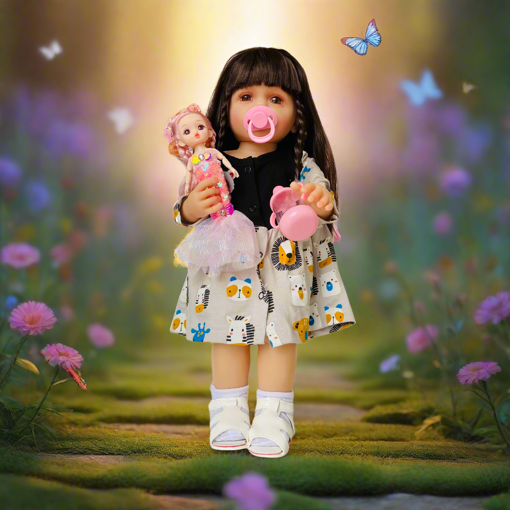 NestyFox 53cm Reborn Silicone Doll Gift Set with 8 Accessories