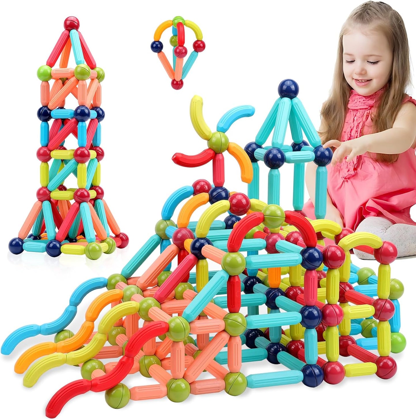 Magnetic Building Sticks Blocks For Kids - 25 Pieces