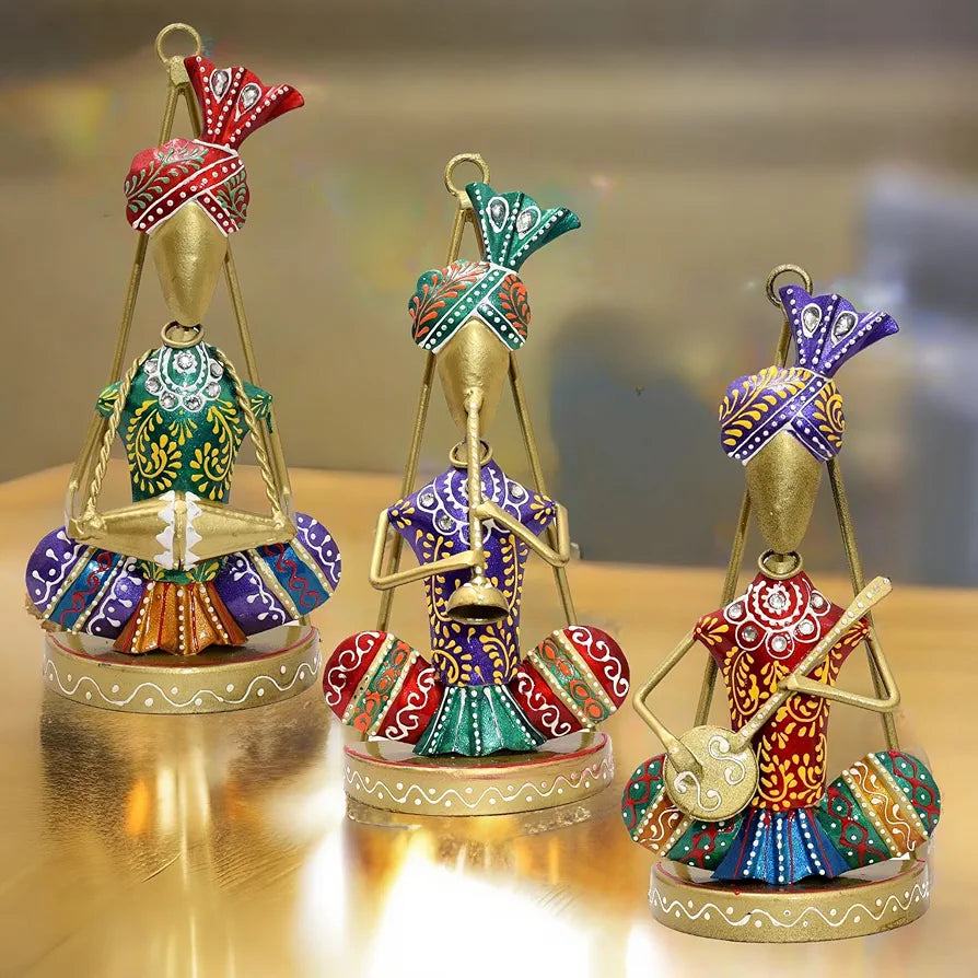 KRAFTSKALA Traditional Musicians Tabletop/Wall Hanging Metal Wall Decor Statues for Living Room, Decorative Showpiece Items for Home, Festive Gifting, Housewarming Present