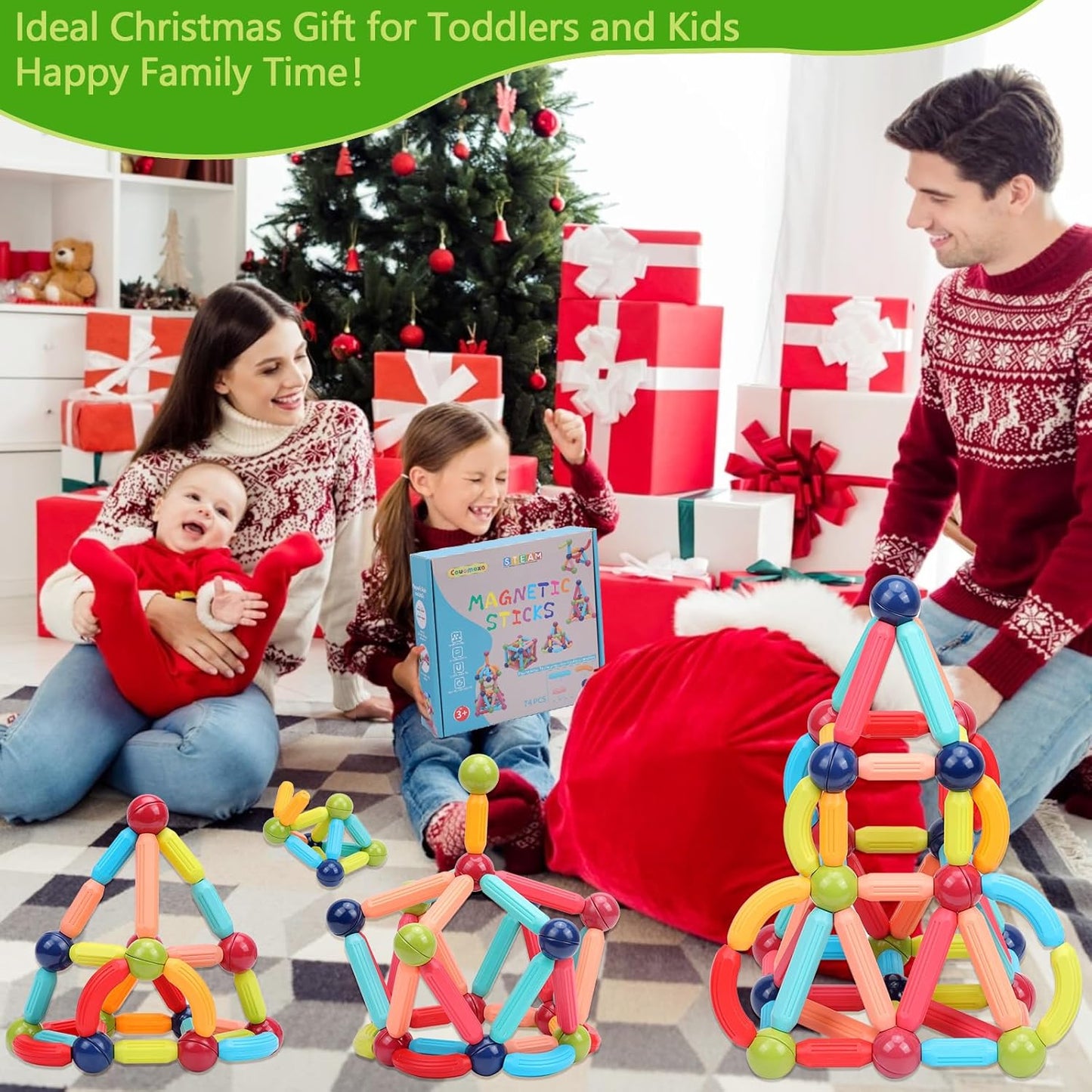 Magnetic Building Sticks Blocks For Kids - 25 Pieces