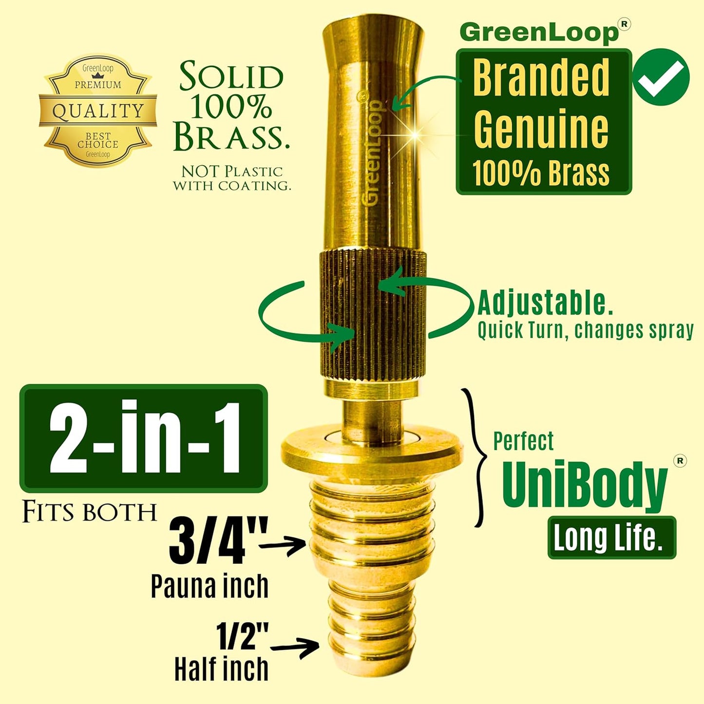 Solid Brass 2-in-1 Water Spray Nozzle