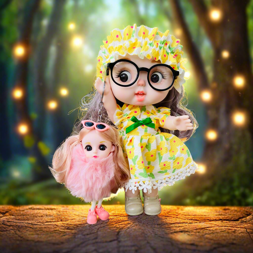 NestyFox 26 cm Fashion Doll Combo with 15 cm Assorted Mini Doll for Girls