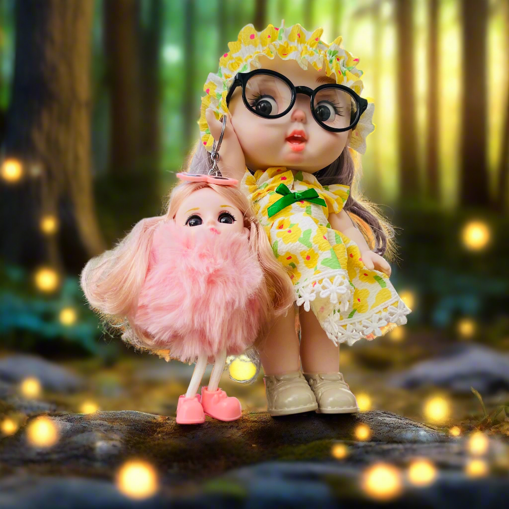 NestyFox 26 cm Fashion Doll Combo with 15 cm Assorted Mini Doll for Girls